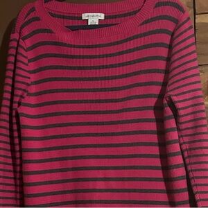 Vintage Liz Claiborne Pink and Black Striped Sweater